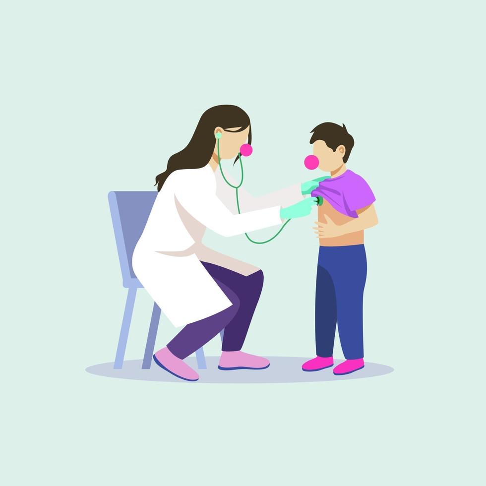 dokter controleren kinderen hartslag concept illustratie vector checking