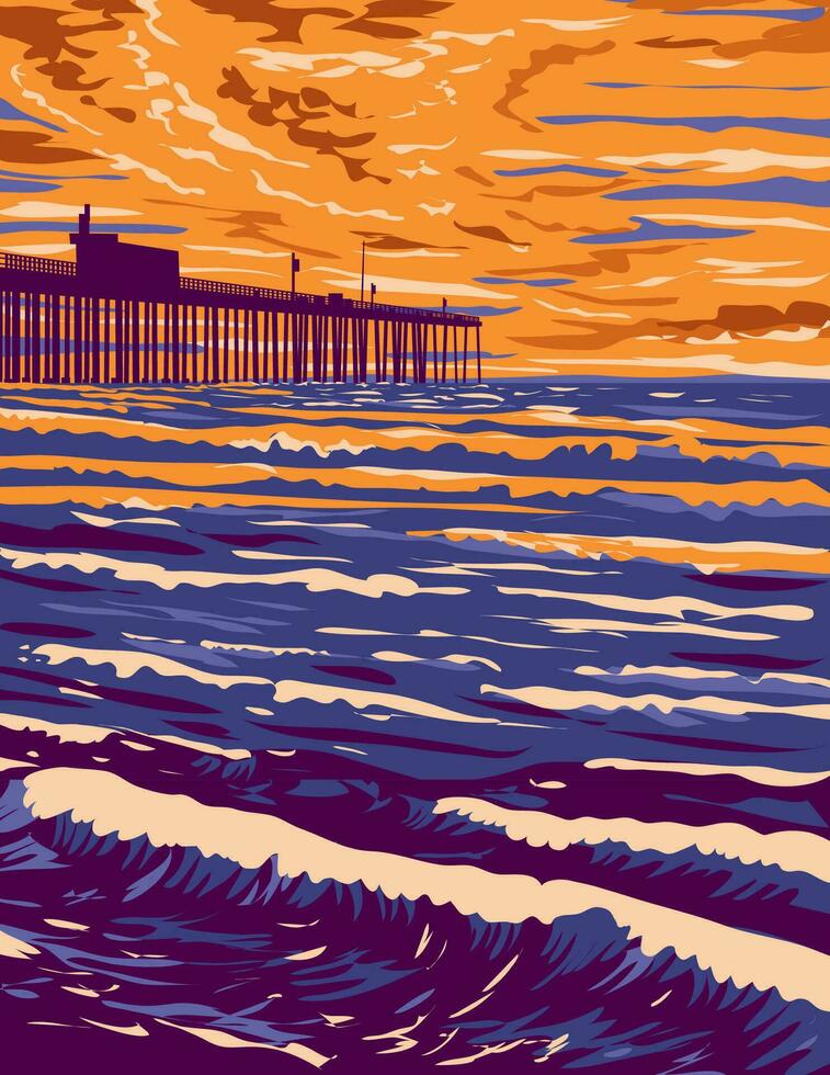 pismo strand pier in pismo strand Californië wpa poster kunst vector