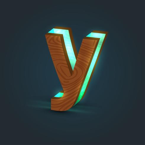 3D, realistisch, glas en houten karakter van een lettertype, vector