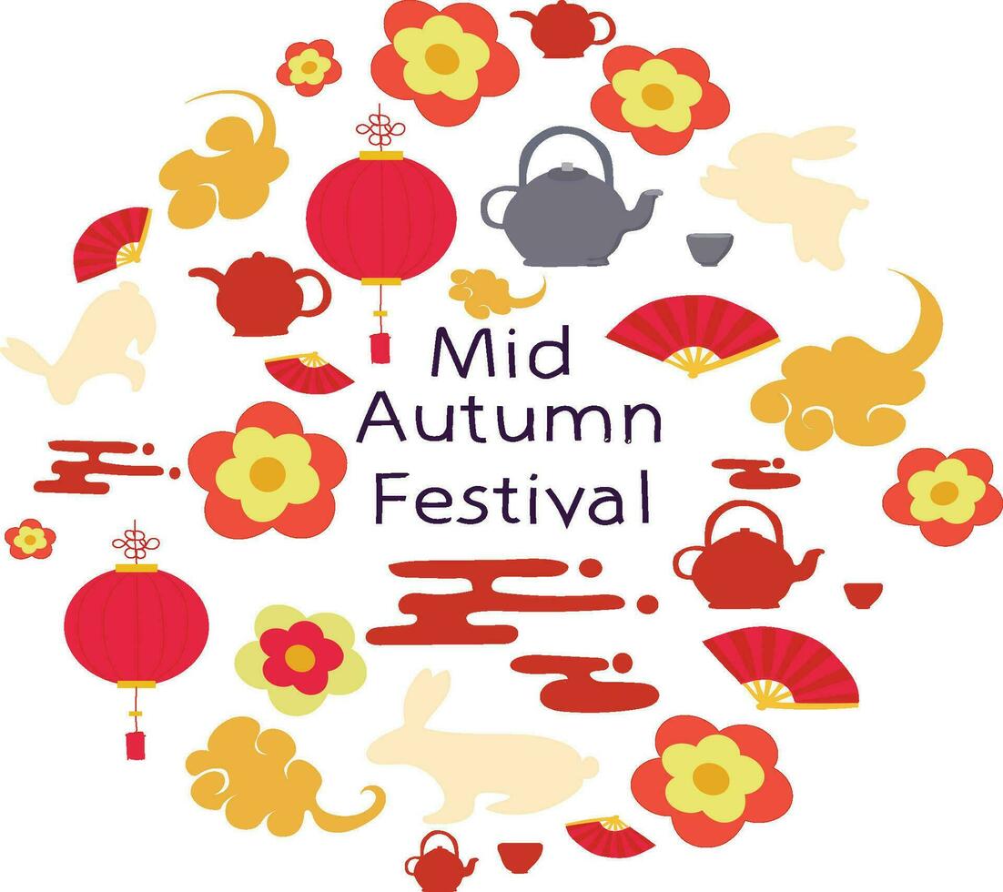 gelukkig midden herfst traditioneel festival vector