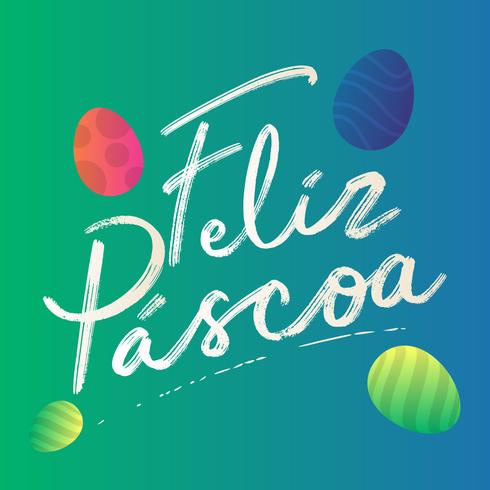 Happy Easter tekst belettering in Spaanse taal eieren Element vector