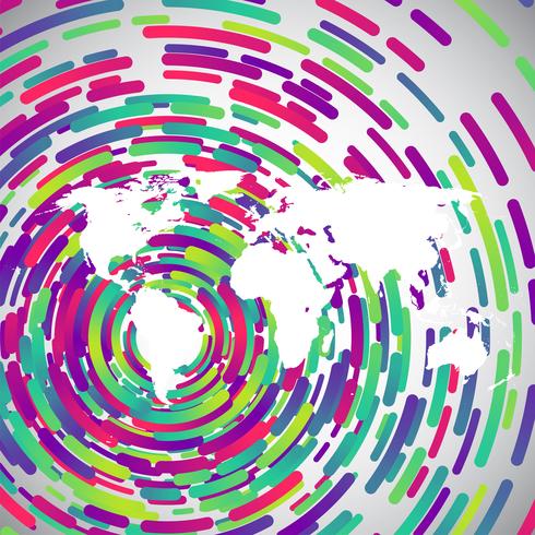 Abstracte wereldkaart met kleurrijke cirkels voor reclame, vector