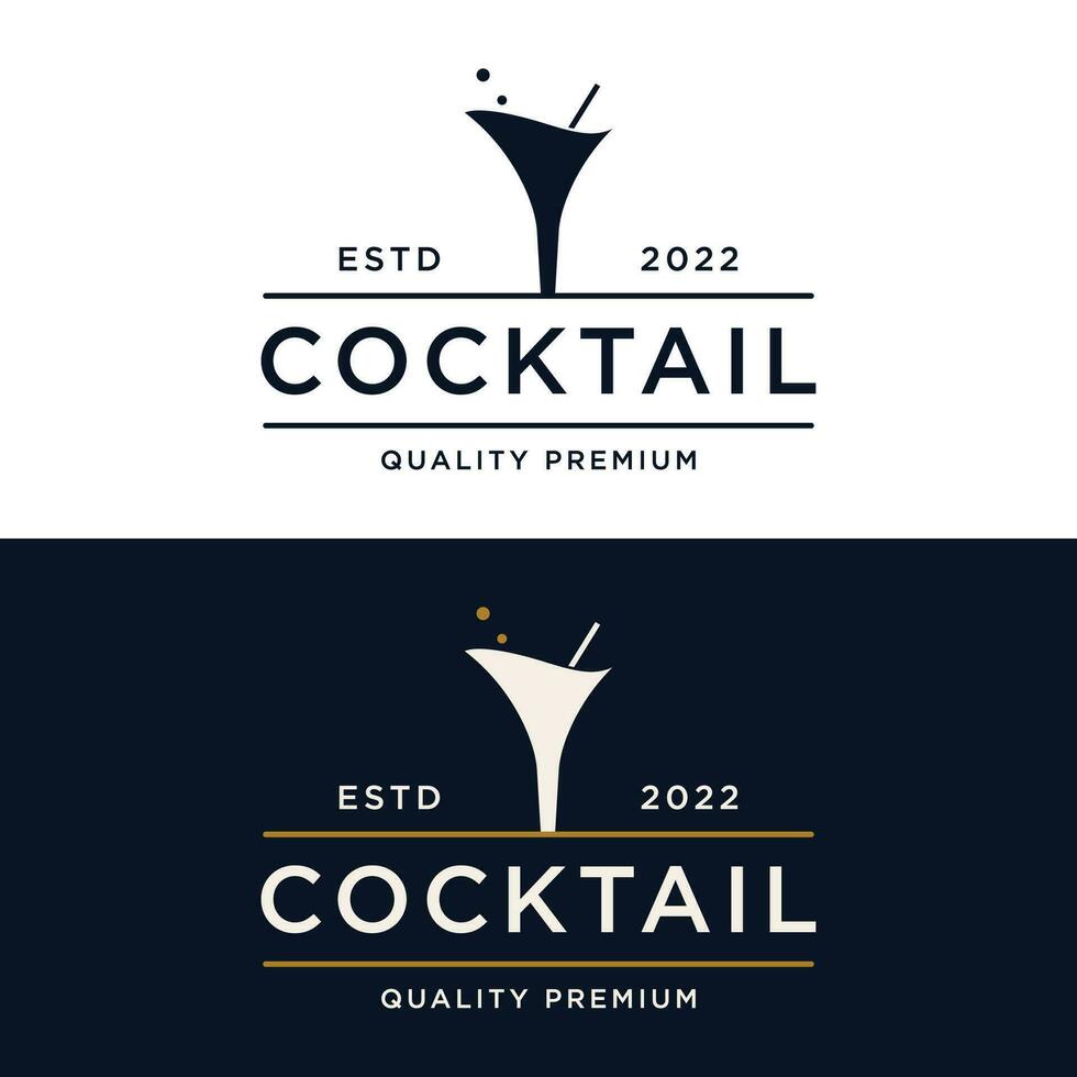 premie kwaliteit cocktail alcohol drinken logo ontwerp met wijnoogst stijl. logo voor bar, restaurant, kroeg, bedrijf, kenteken. vector