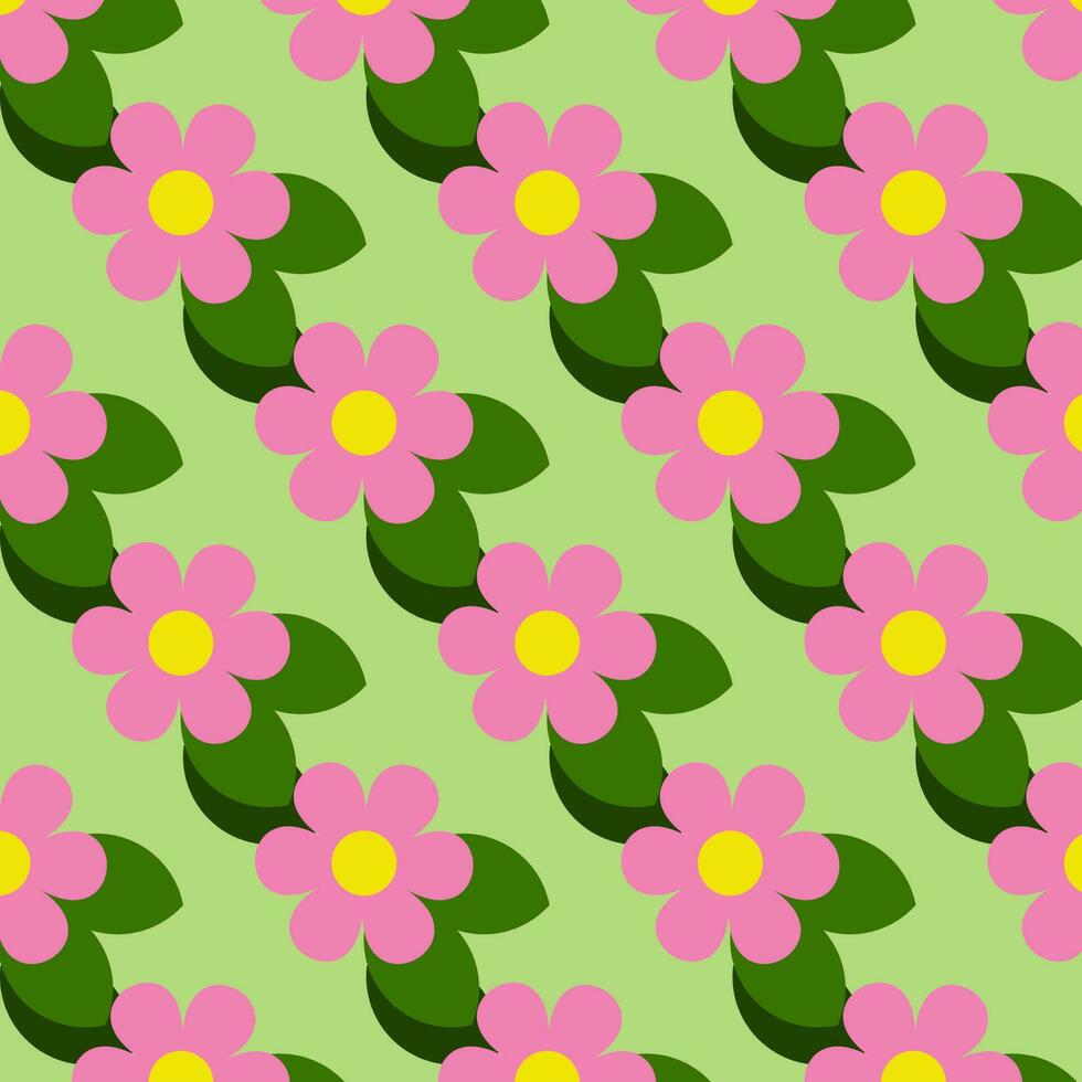 roze bloemen Aan een groen achtergrond, herhalen patroon vector