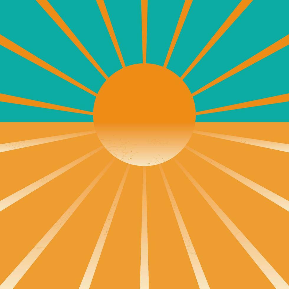 abstract achtergrond met oranje zon en stralen vector