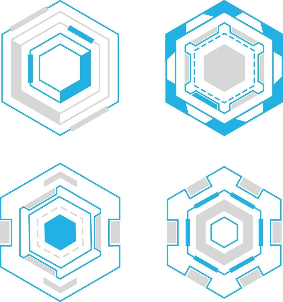 zeshoek futuristische hud vector icoon verzameling. geïsoleerd Aan wit achtergrond