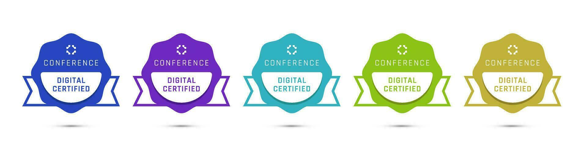 digitaal gecertificeerd conferentie insigne ontwerp. certificaat icoon met lint vector illustratie