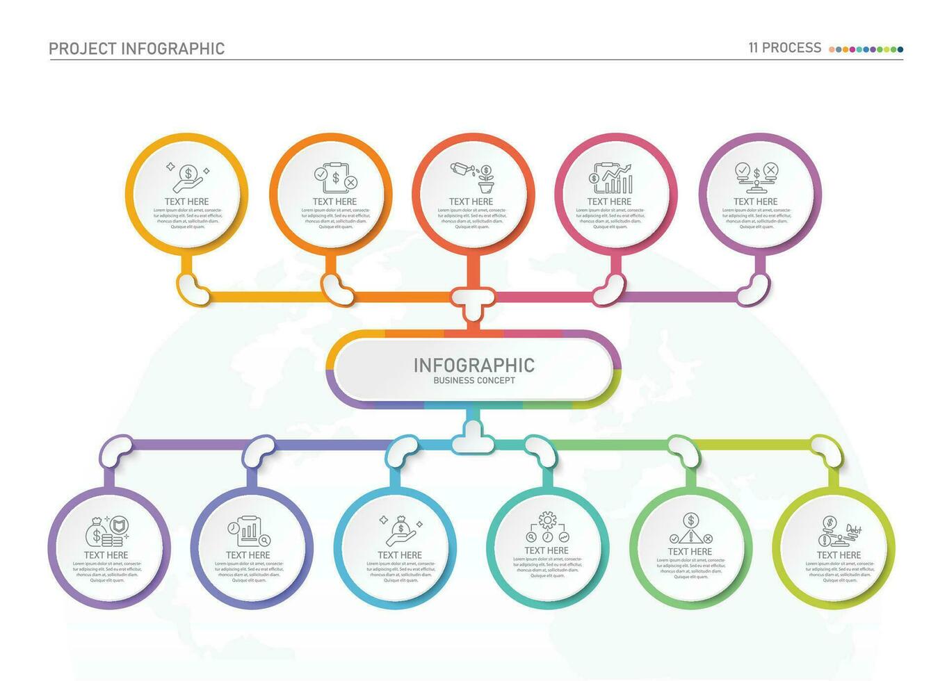 infographic werkwijze ontwerp met pictogrammen en 11 opties of stappen. vector