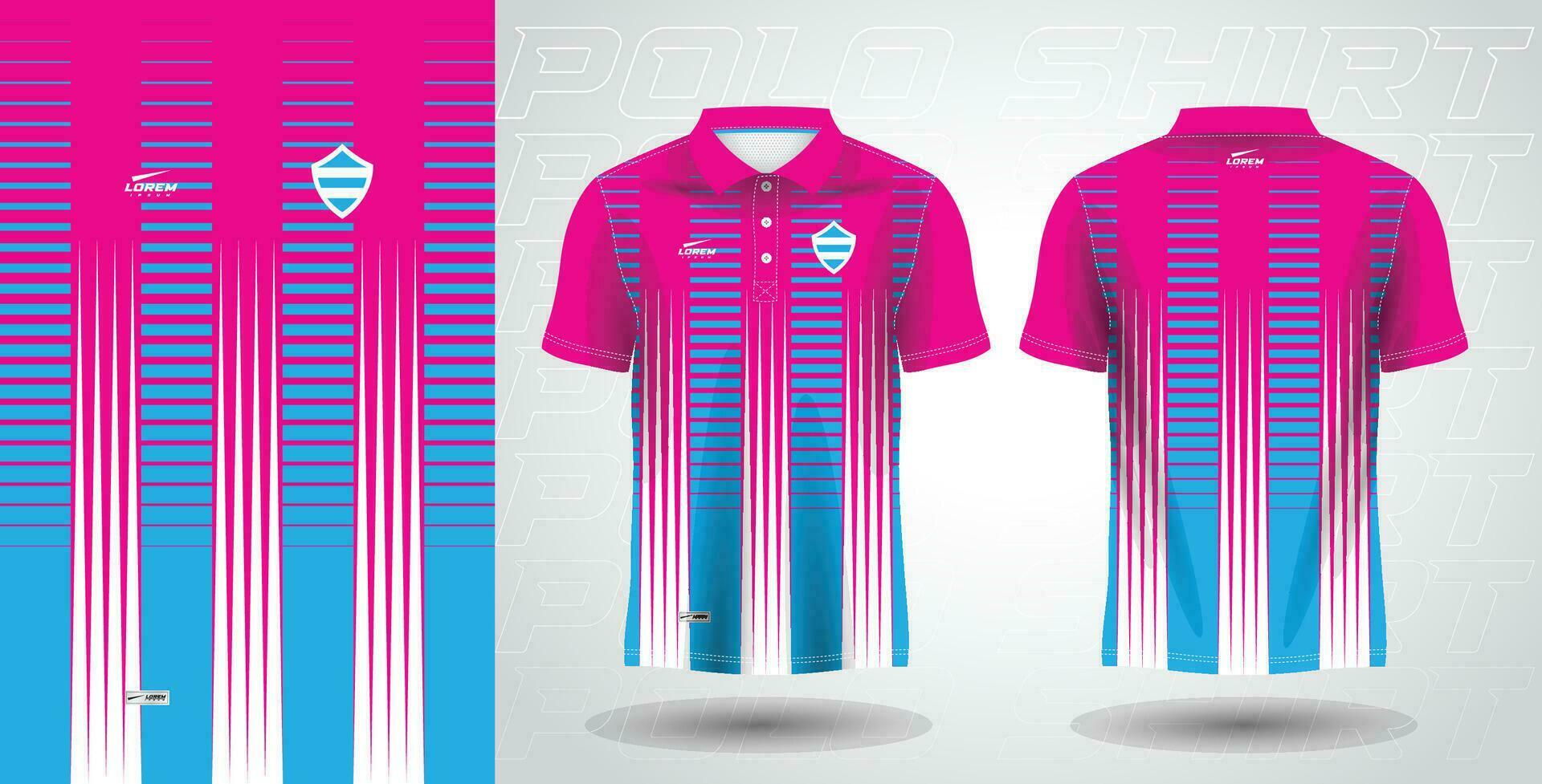 blauw roze polo sport overhemd sublimatie Jersey sjabloon ontwerp mockup vector