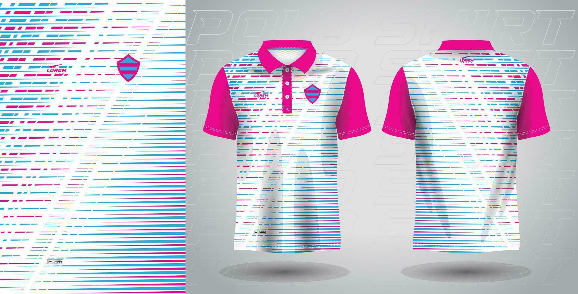 blauw roze polo sport overhemd sublimatie Jersey sjabloon ontwerp mockup vector