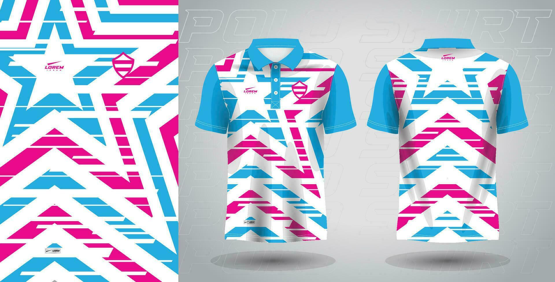 blauw roze polo sport overhemd sublimatie Jersey sjabloon ontwerp mockup vector