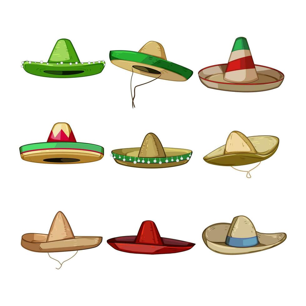 sombrero reeks tekenfilm vector illustratie