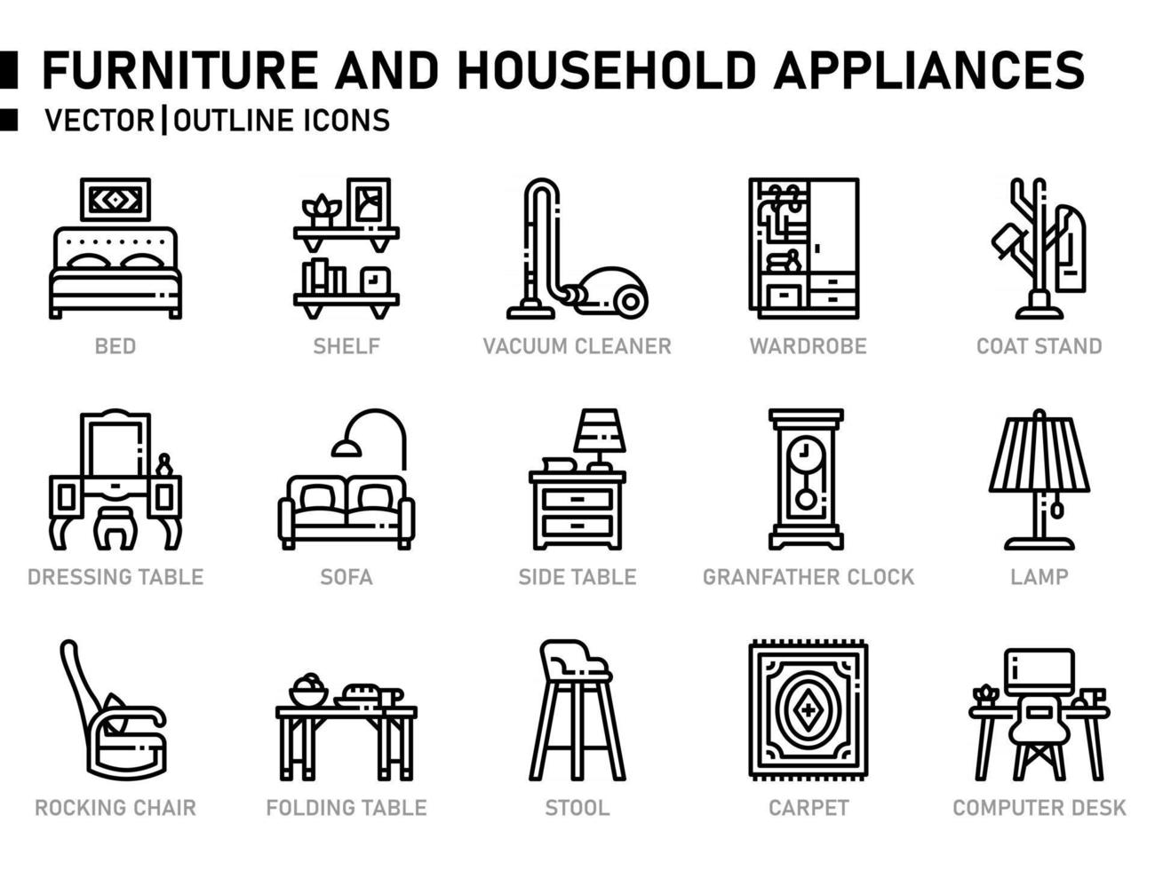 pictogram voor meubels en huishoudelijke apparaten vector