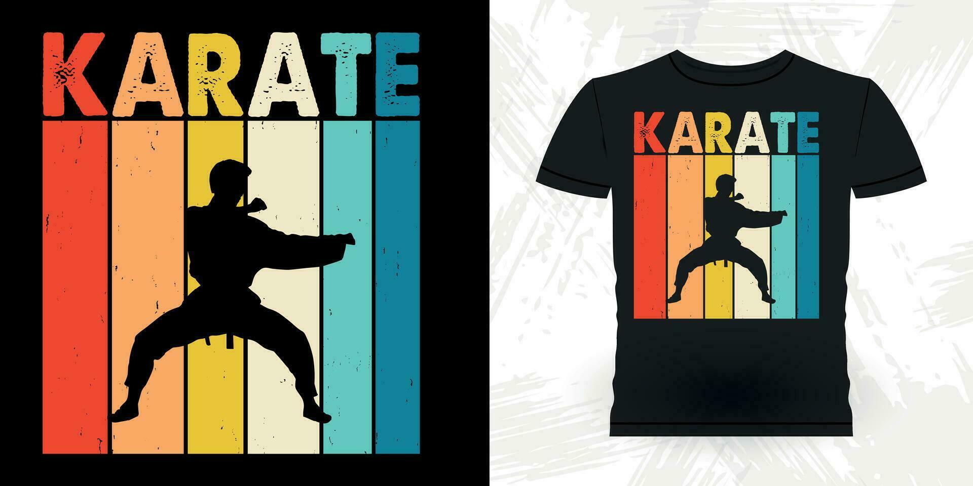 grappig karate opleiding retro wijnoogst karate t-shirt ontwerp vector