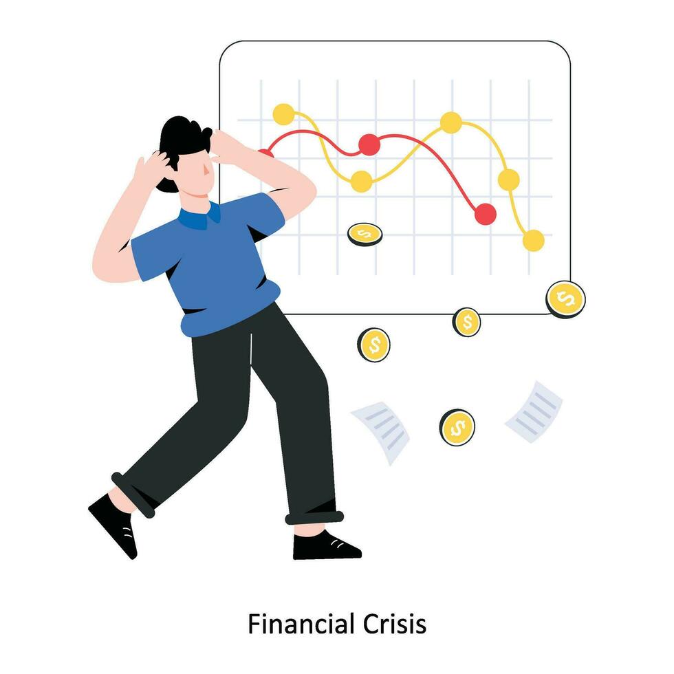 financieel crisis vlak stijl ontwerp vector illustratie. voorraad illustratie