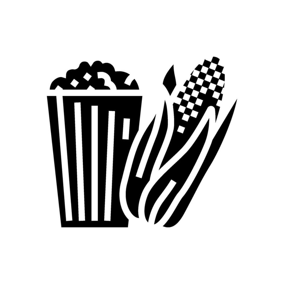 popcorn maïs geel glyph icoon vector illustratie