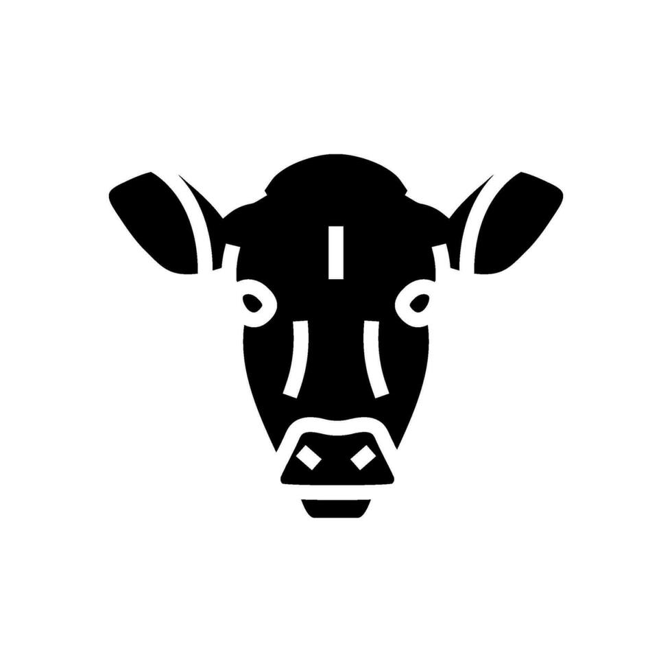 koe hoofd boerderij glyph icoon vector illustratie