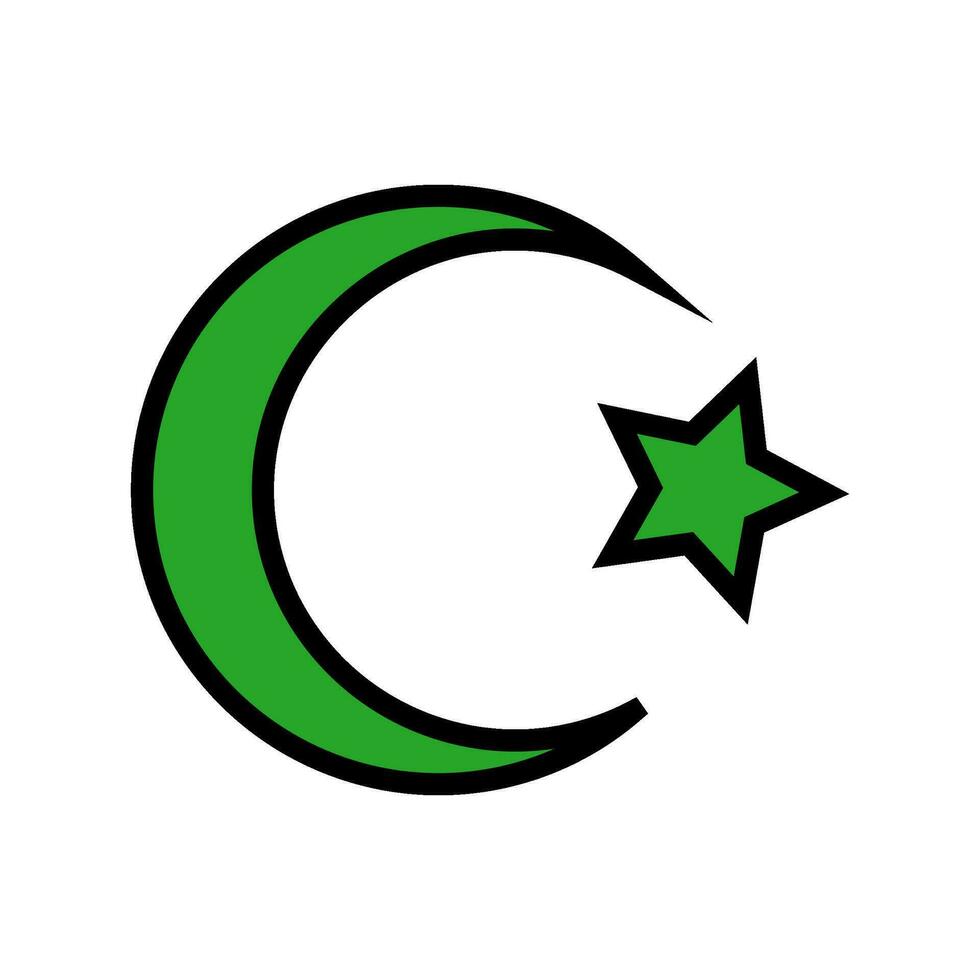 halve maan maan Islam moslim kleur icoon vector illustratie