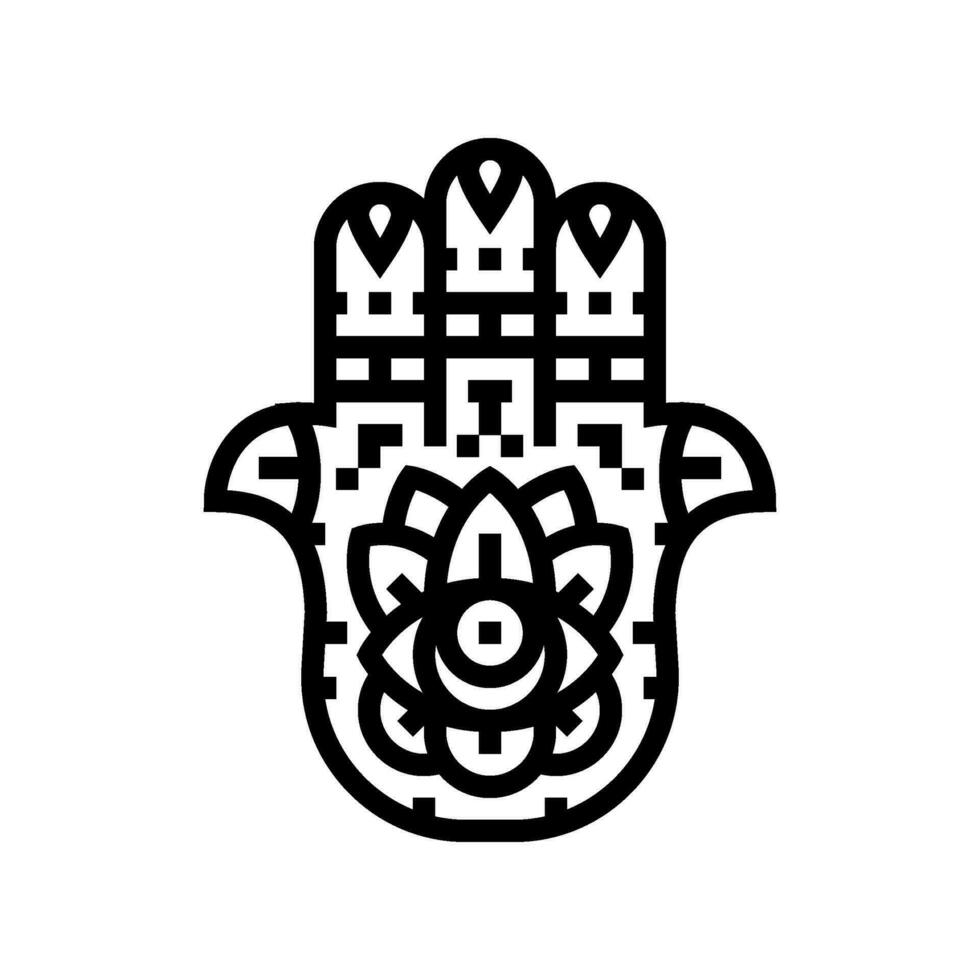 hamsa hand- Islam moslim lijn icoon vector illustratie