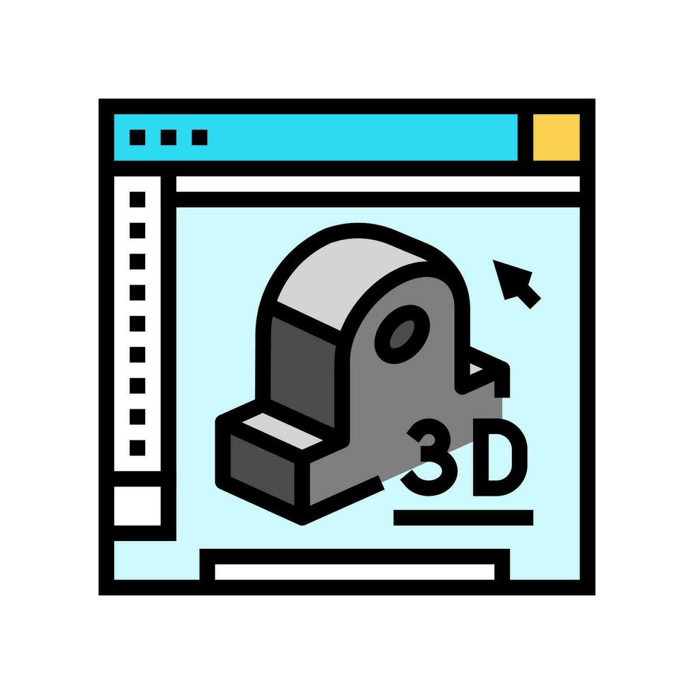 3d modellering bouwkundig tekenaar kleur icoon vector illustratie