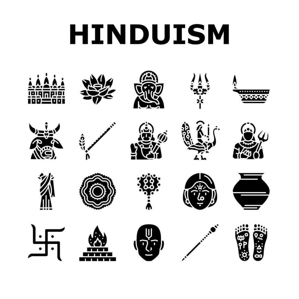 hindoeïsme Indië Hindoe god religie pictogrammen reeks vector