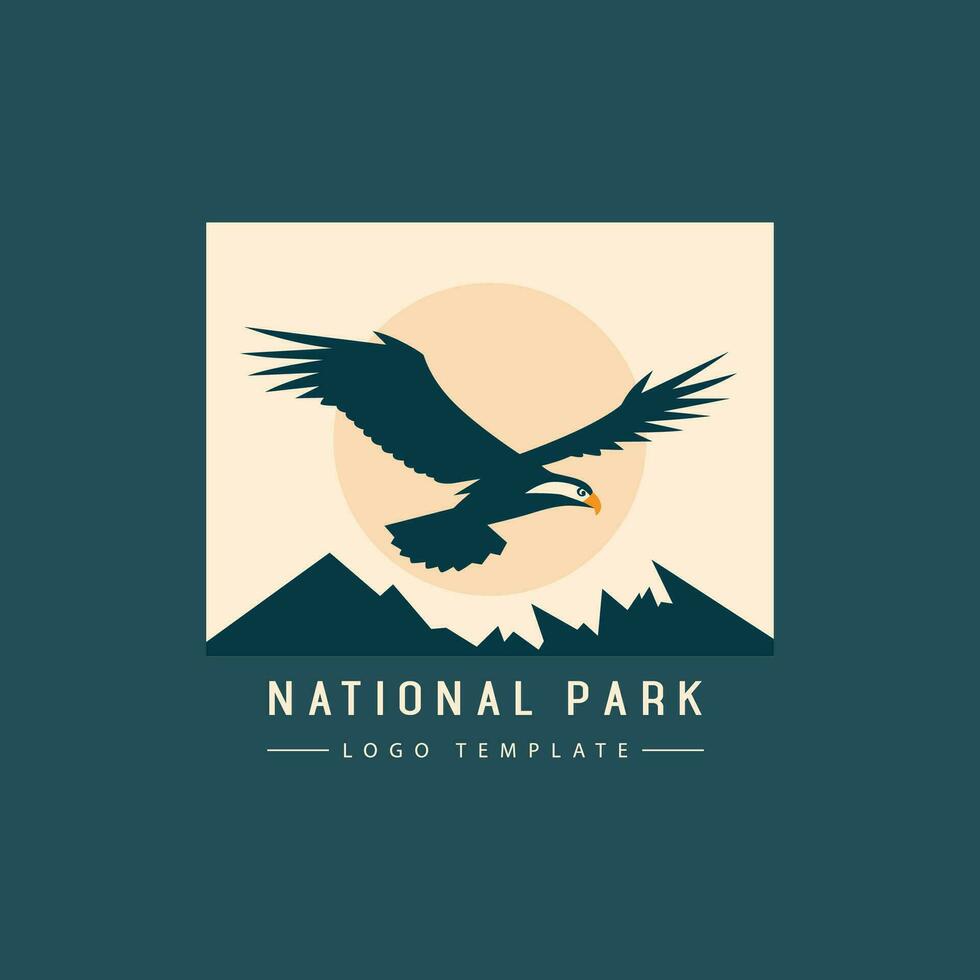 minimalistisch nationaal park logo ontwerp, een stijgend adelaar in vlucht vector