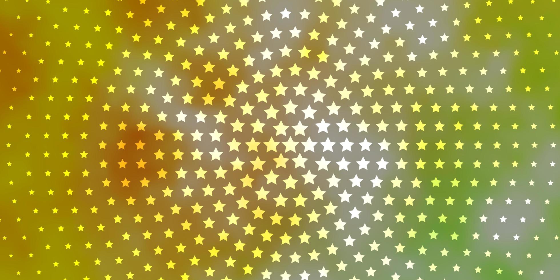 lichtgroene, gele vectorachtergrond met kleurrijke sterren. decoratieve afbeelding met sterren op abstracte sjabloon. ontwerp voor uw bedrijfspromotie. vector