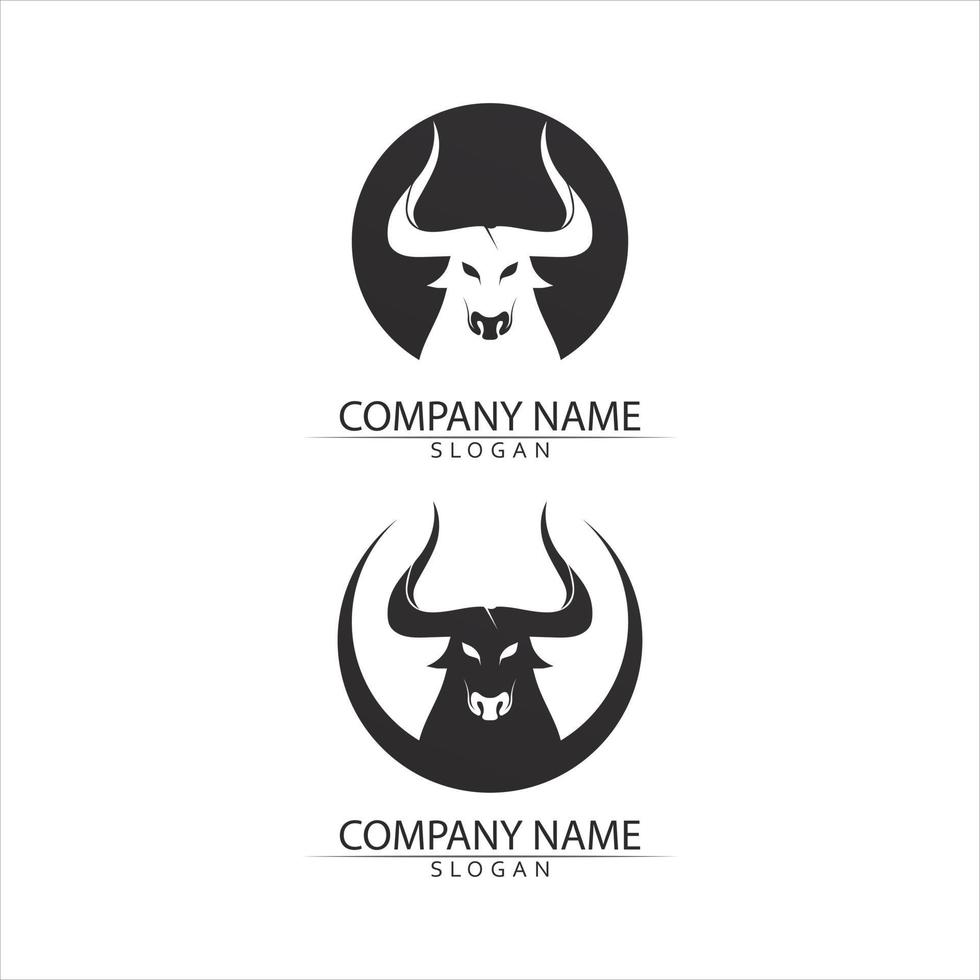 stier hoorn hoofd koe en buffel logo en symbolen sjabloon pictogrammen app vector