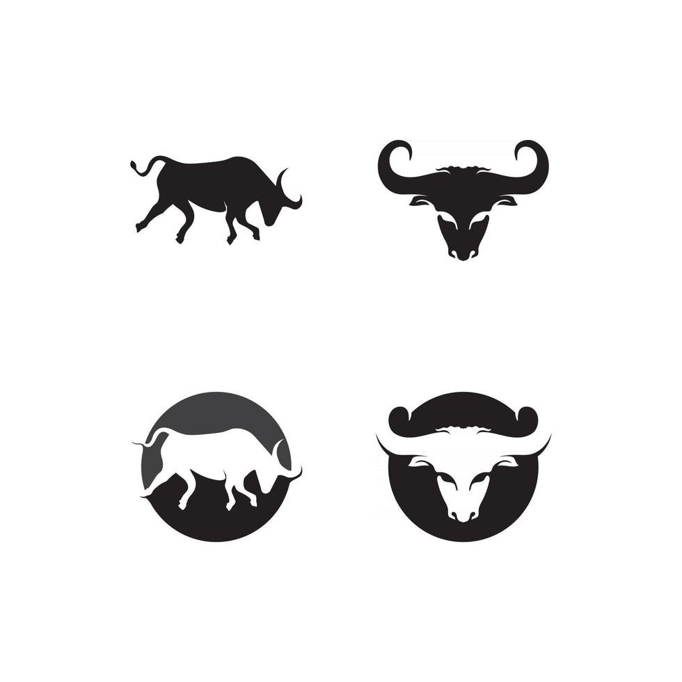 stier hoorn koe en buffel logo en symbolen sjabloon pictogrammen app vector