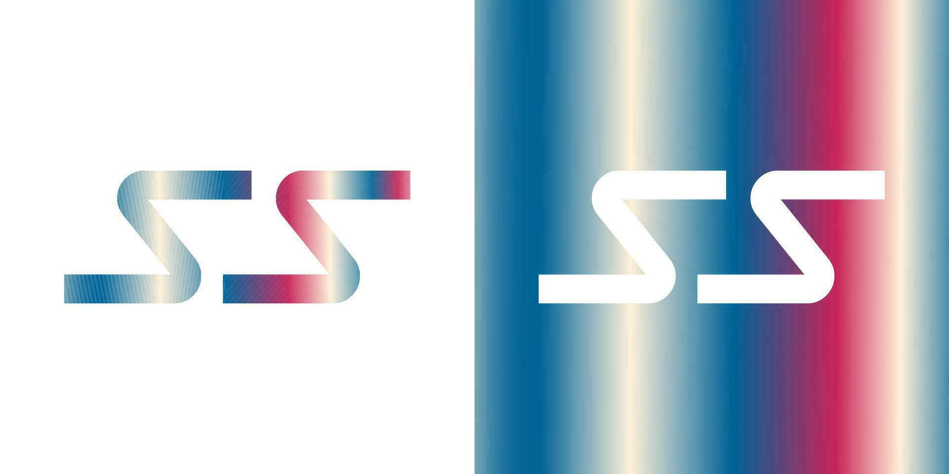 eerste brief ss logo met rood, blauw, wit verloop. ss logo ontwerp sjabloon vector