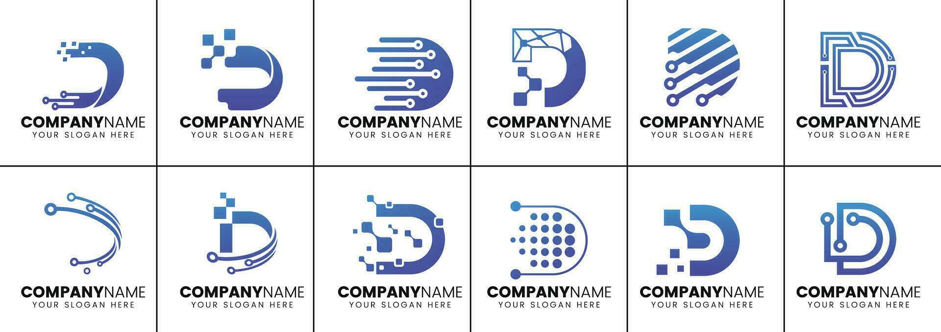 brief d logo ontwerp verzameling vector