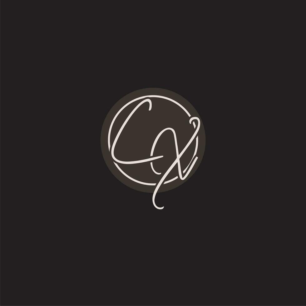initialen cx logo monogram met gemakkelijk cirkel lijn stijl vector
