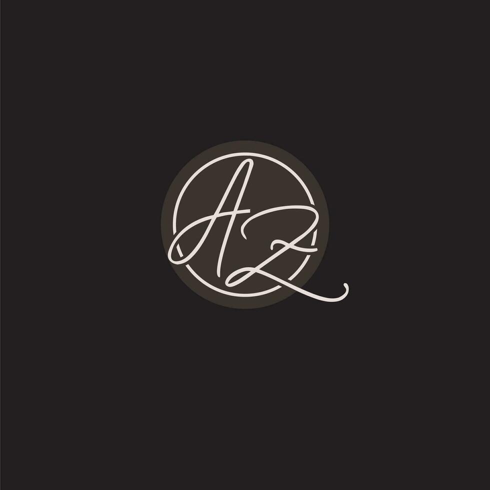 initialen az logo monogram met gemakkelijk cirkel lijn stijl vector