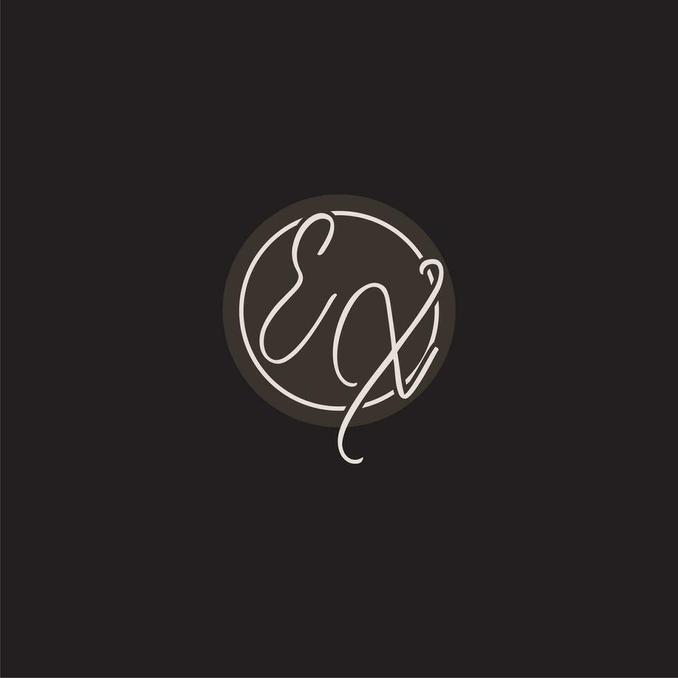 initialen ex logo monogram met gemakkelijk cirkel lijn stijl vector