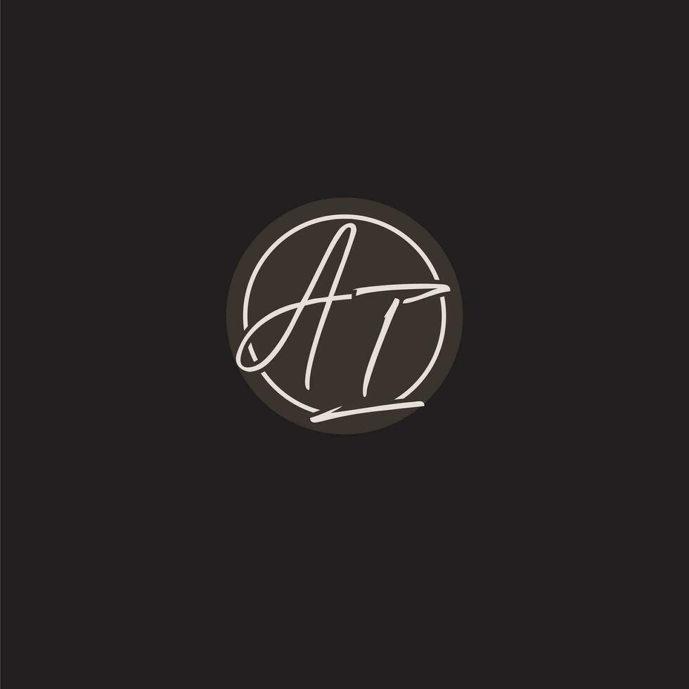 initialen ai logo monogram met gemakkelijk cirkel lijn stijl vector