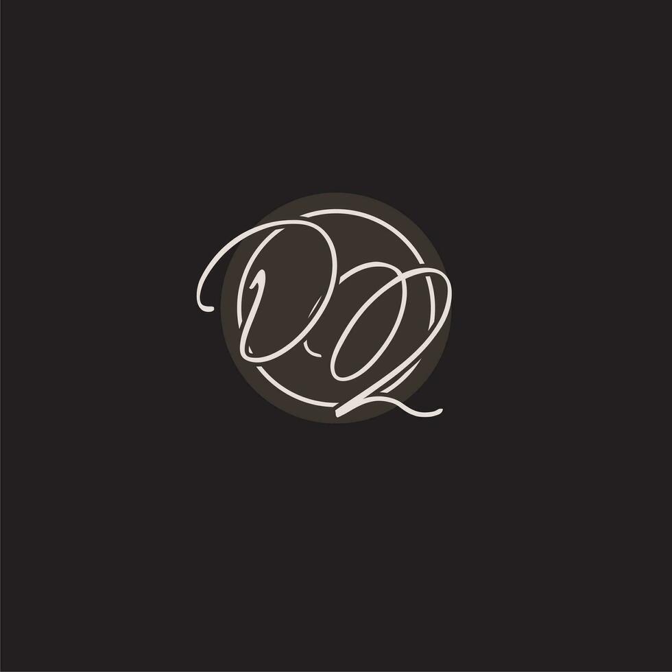 initialen dq logo monogram met gemakkelijk cirkel lijn stijl vector