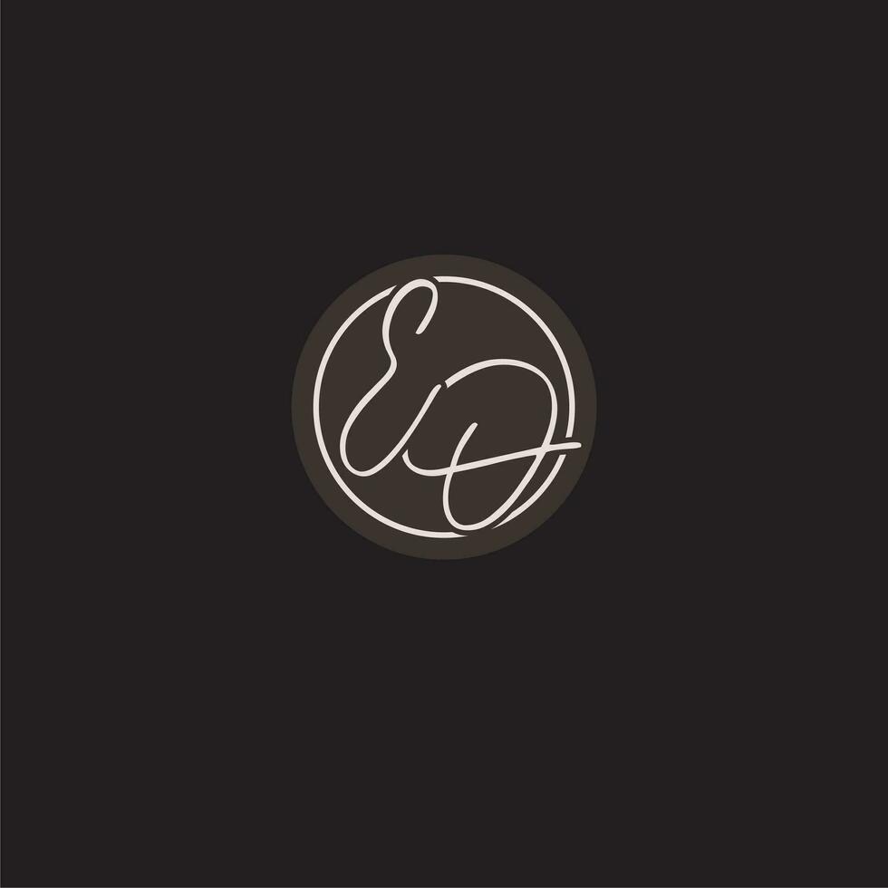 initialen eo logo monogram met gemakkelijk cirkel lijn stijl vector