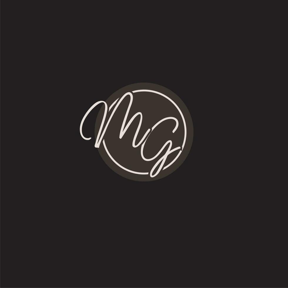 initialen mg logo monogram met gemakkelijk cirkel lijn stijl vector
