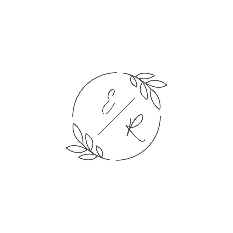 initialen eh monogram bruiloft logo met gemakkelijk blad schets en cirkel stijl vector