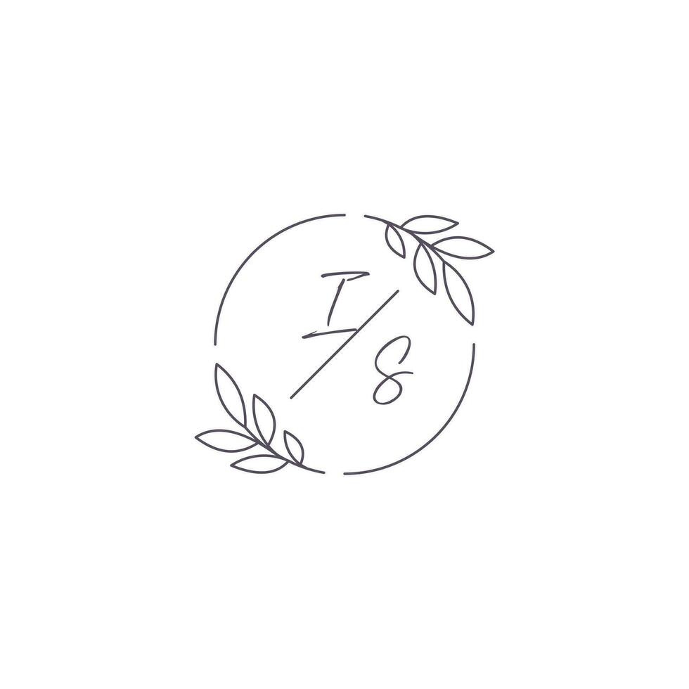 initialen is monogram bruiloft logo met gemakkelijk blad schets en cirkel stijl vector