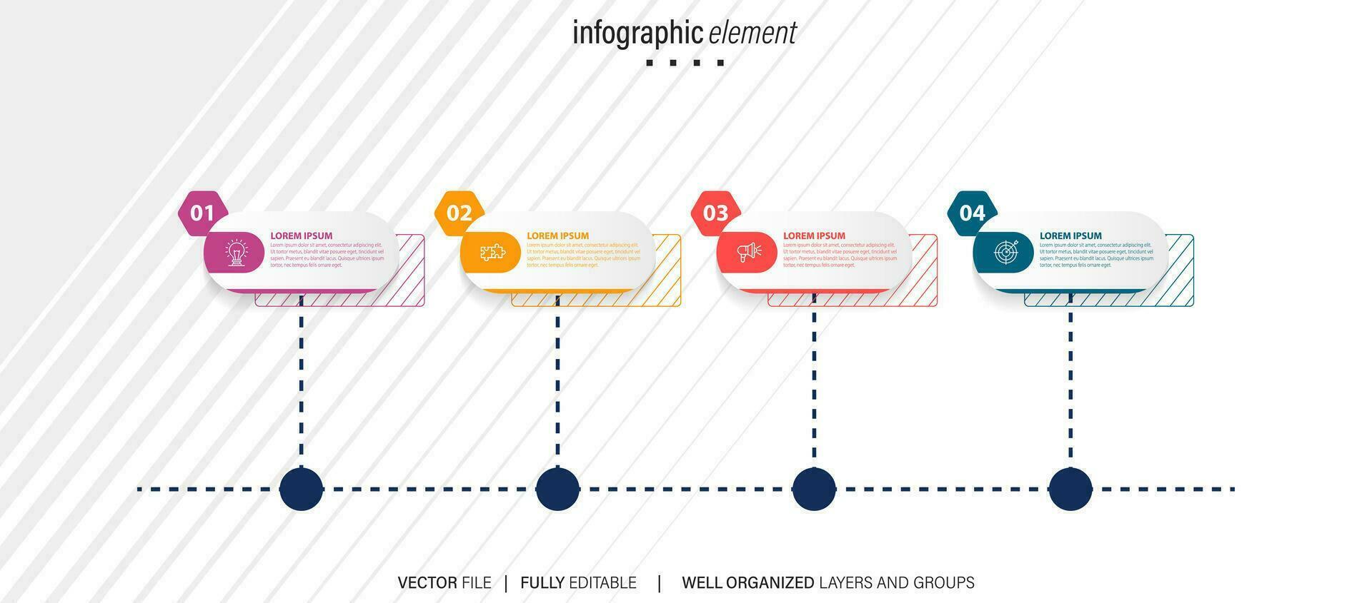 reeks van infographic elementen gegevens visualisatie vector ontwerp sjabloon. kan worden gebruikt voor stappen, opties, bedrijf werkwijze, werkstroom, diagram, flowchart concept, tijdlijn, afzet pictogrammen, info grafiek.