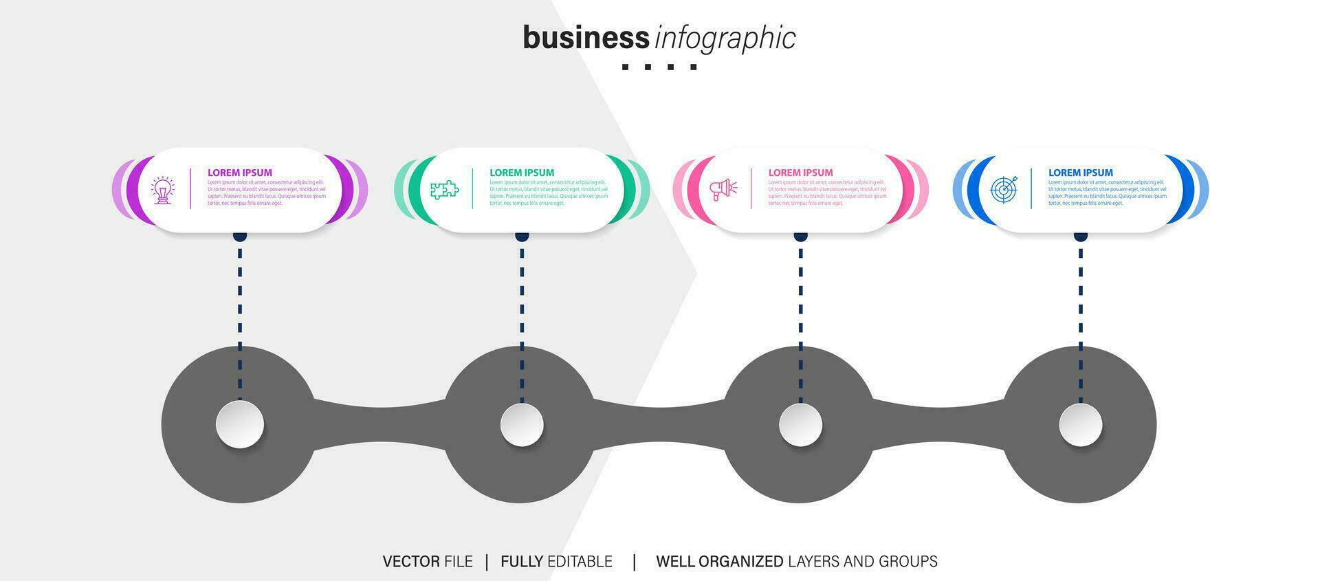 abstract elementen van diagram infographic sjabloon met label, geïntegreerde cirkels. bedrijf concept met 4 opties. voor inhoud, diagram, stroomschema, stappen, onderdelen, tijdlijn infografieken, workflow lay-out vector
