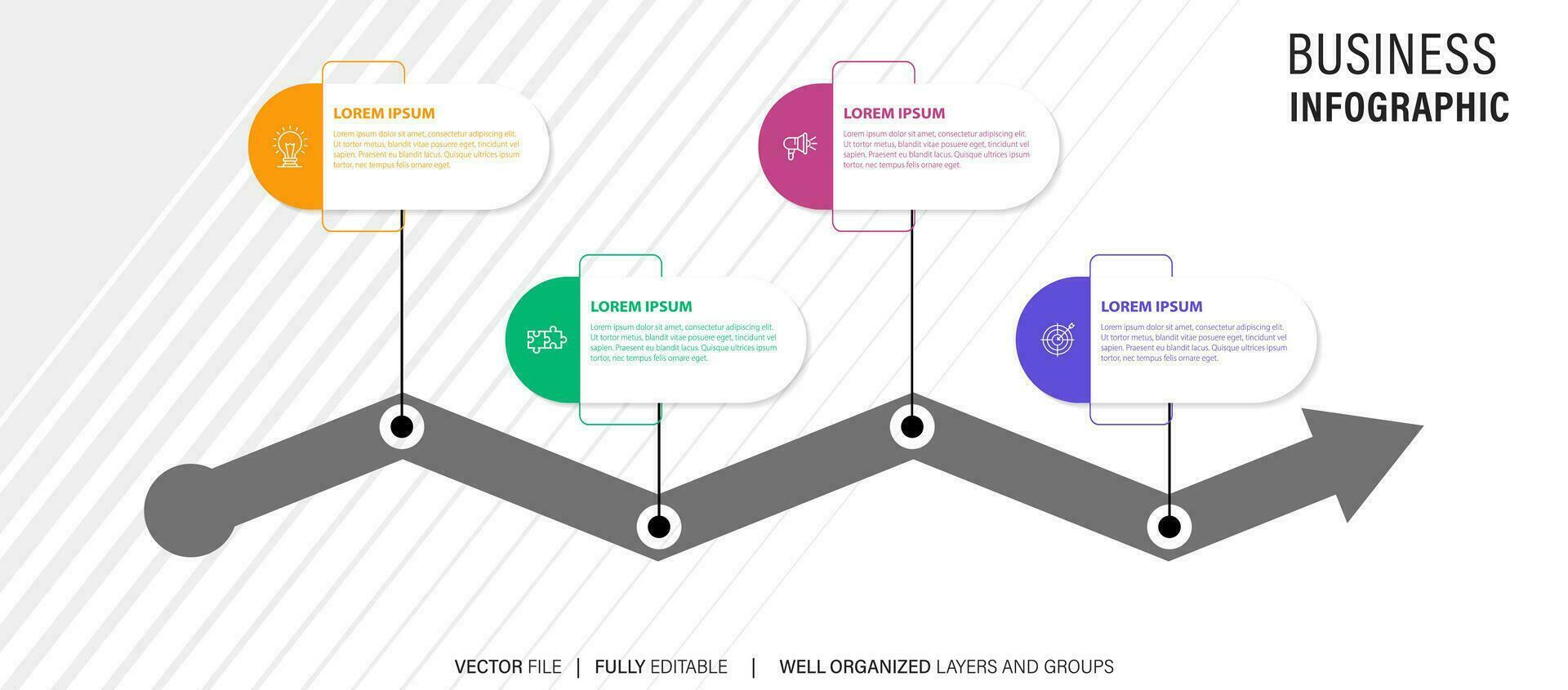 modern 3d infographic sjabloon met 4 stappen. bedrijf cirkel sjabloon met opties voor brochure, diagram, werkstroom, tijdlijn, web ontwerp. vector eps 10