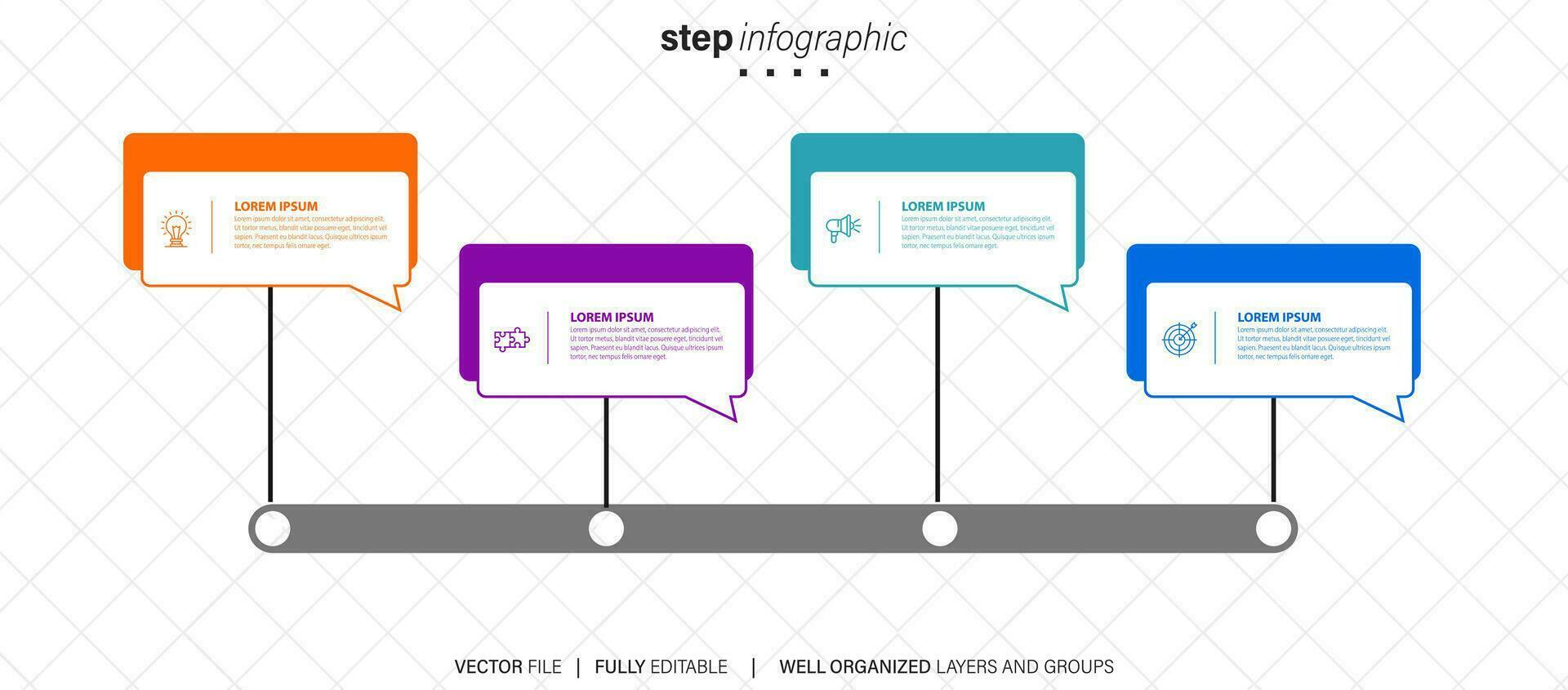 4 elementen schema, diagram. vier verbonden rondes. infographic sjabloon. vector