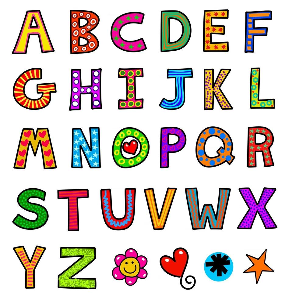 hoofdletters doodle alfabet vector