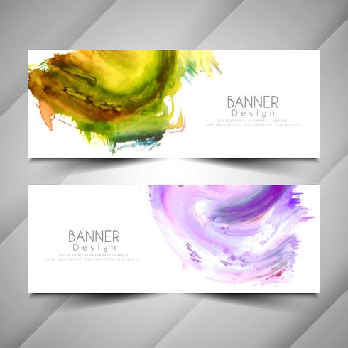 Abstracte kleurrijke aquarel stijlvolle banners instellen vector