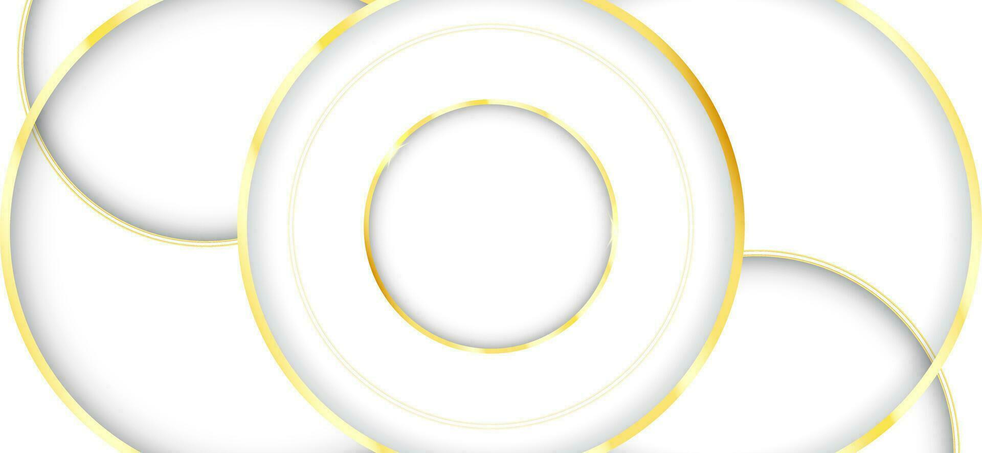 abstract luxueus overlappen cirkel gouden met kromme lijnen goud Aan ontwerp wit achtergrond. vector illustratie