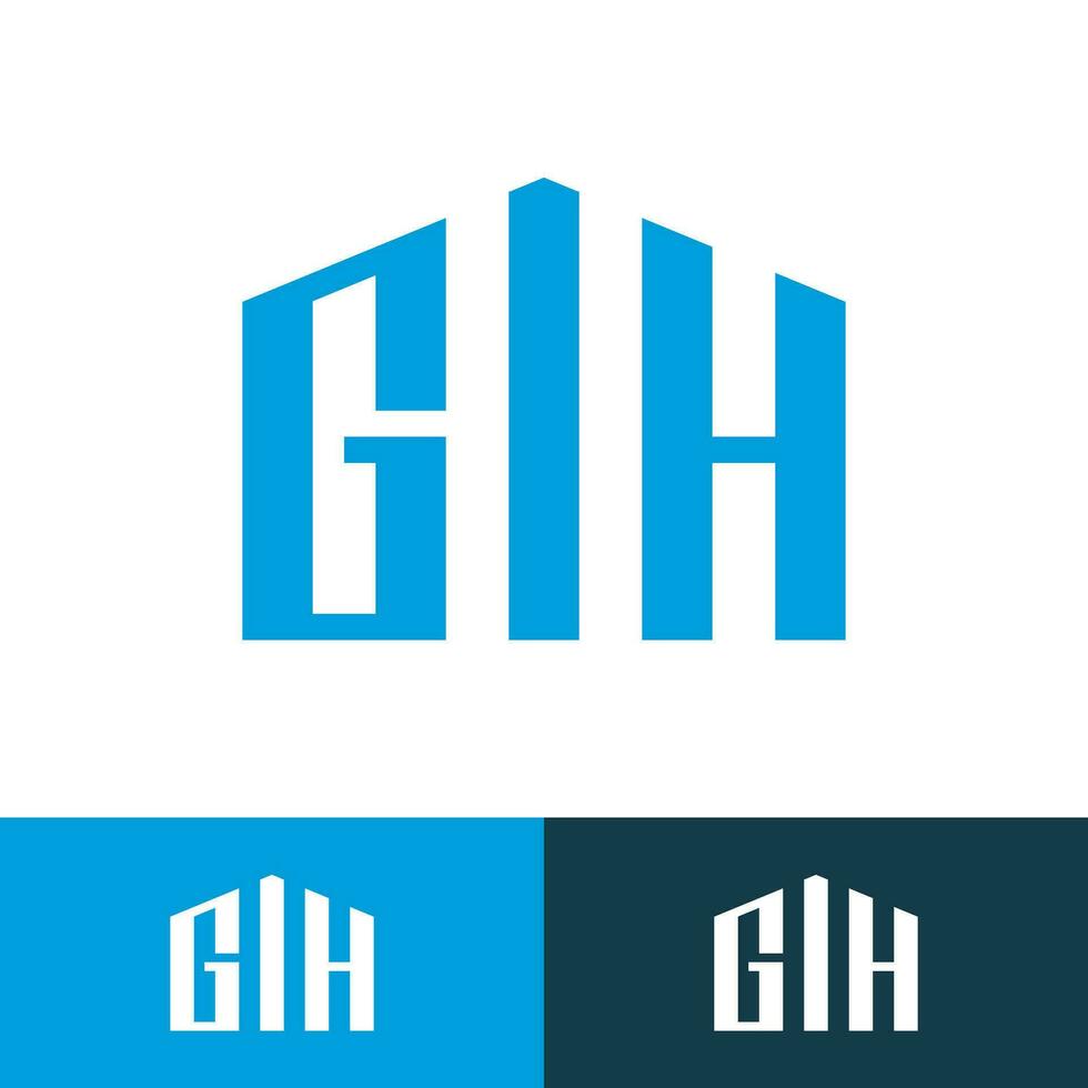 gh, eerste monogram logo voor echt landgoed met huis stijl vector