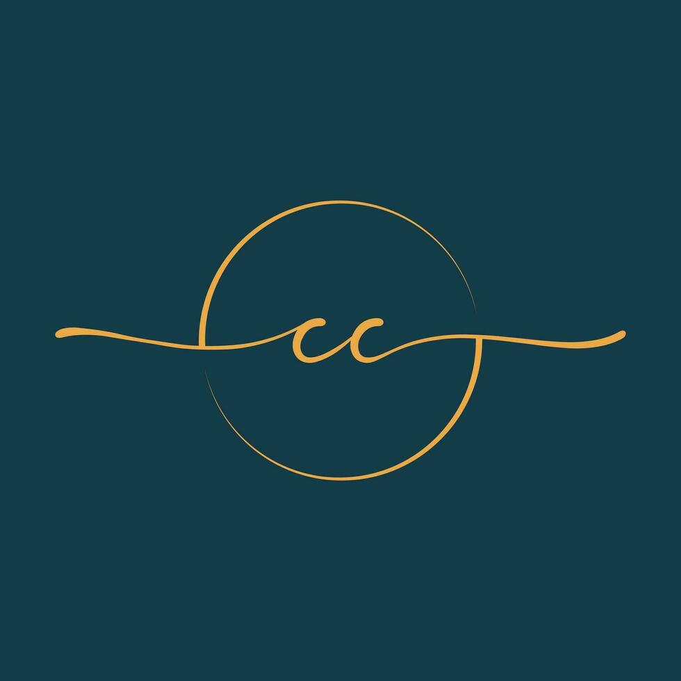 cc handtekening eerste logo sjabloon vector ,handtekening logotype