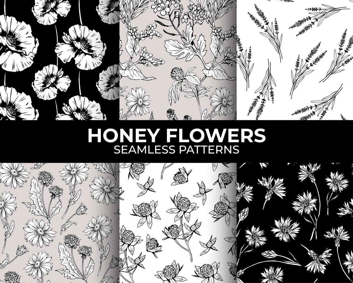 honing bloemen moderne naadloze patronen collectie voor stof textielontwerp en sublimatie. vector